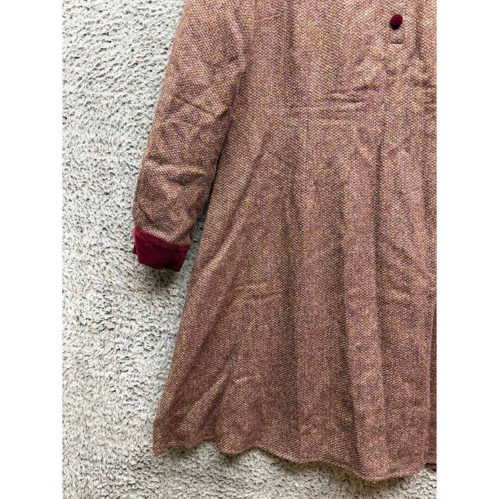 NWOT House of Bruar Ladies Velvet Wool Button Tweed Dress Midi Brown Size 16 - Picture 4 of 13